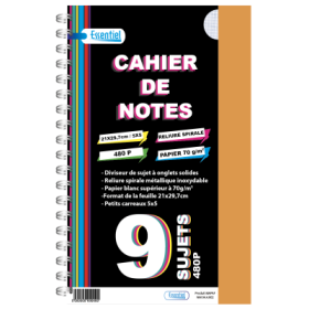 cahier universite 9 sujets 432p a4 70g 5x5 bleu marine 7312 tva 0%